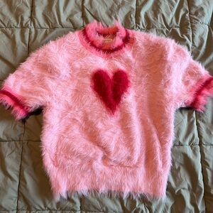 Small kimchi blue cropped pink fuzzy mock neck sweater